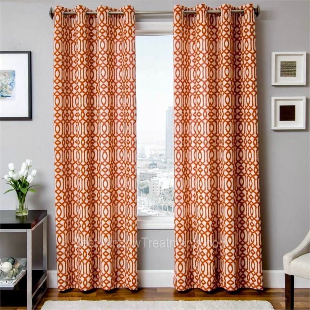 Modern Orange Patterned Curtains